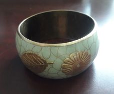 BANGLE - Brass - Enamelled - Pale Green