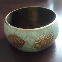 BANGLE - Brass - Enamelled - Pale Green