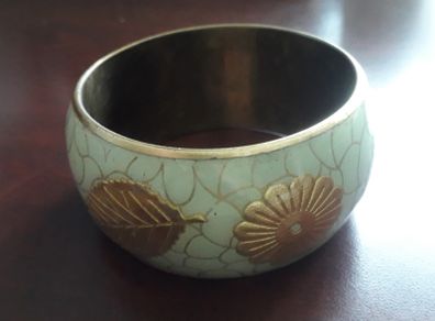 BANGLE - Brass - Enamelled - Pale Green