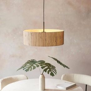Matt black 3 Light Pendant with Natural Seagrass Shade