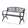 2 Seater Metal Garden Bench Garden Park Porch Chair Outdoor Patio Loveseat Seat Black Image 2