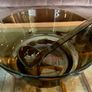 Vereco France Punch Set Amber Smoked Glass Matching Ladle 8 Cups with Handles & Hooks 1970s Image 4