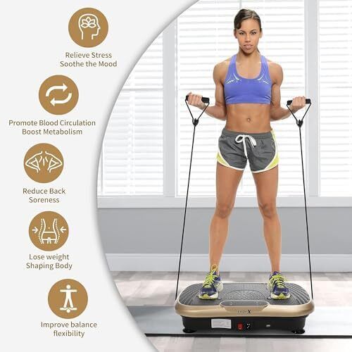 Vibration Plate Exercise Machine, Whole Body Workout Fitness Vibration Plate, Vibration Power Plate with Resistance Bands,Slim Vibration Platform for Home Training & Shaping,99 Levels