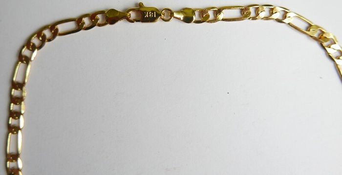 MEN'S 18ct Yellow Gold Plated Figaro Chain Necklace length 16"