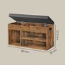Shoe Storage Bench with Padded Seat and 3 Open Compartments Rustic Brown and Black Image 3