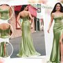 Corset Mermaid Satin Prom Dress with Slit, black, size 6 Image 5