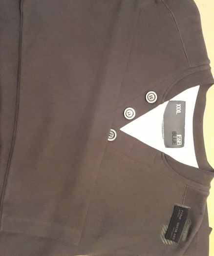 F&F Blue Men's Charcoal Long Sleeve Sweatshirt with White Mock Layer in Size XXXL (Brand New & Tagged)