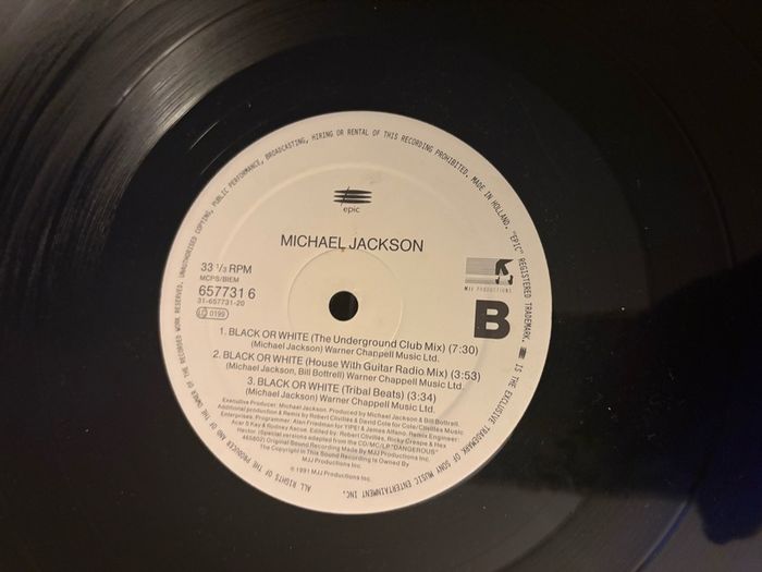 Michael Jackson Black Or White C&C Remixes 1992 Epic 12inch Vinyl 657731 6