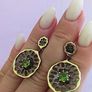 Simple Dangle Earrings for Women Black Gold Filled Tungsten Green Cubic Zirconia Vintage Drops Image 4
