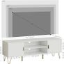 White Wood TV Stand for up to 65 Inch TV, 137cm TV Unit with 2 Cabinets and Open Shelves, Modern TV Console Table for Living Room,53.9 x 15.0 x 18.9 inches Image 2