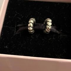 2 Pandora Silver Heart Row Spacer-like new