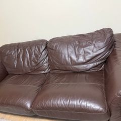 Brown leather 3 seater sofa