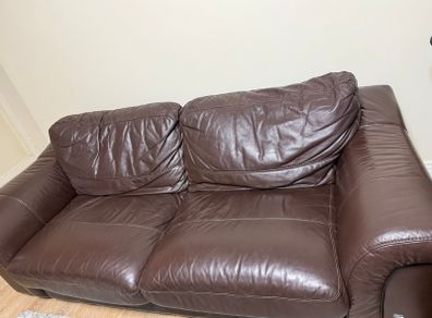 Brown leather 3 seater sofa