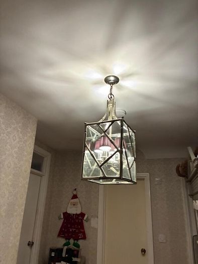 Large Antique Silver bamboo ceiling light