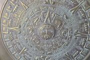 Large vintage brass Aztec calendar wall plate