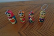 Hand Painted Russian Doll Key Rings x 4 for Sale