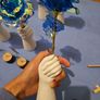Blue Galaxy Rose with Nordic Vase& wooden clip stand Image 3