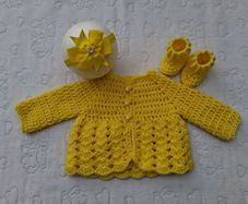 Handmade baby cardy/dress sets 0-3 months