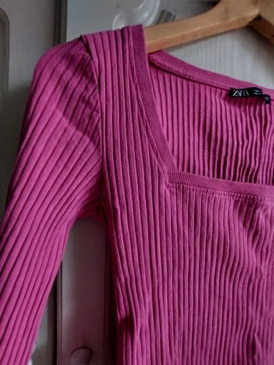 Unworn Pink Square Neck Long Sleeve Top SIZE M