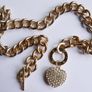 Guess Gold Tone Toggle Puffed Heart Charm Necklace Rhinestone Length 20" Image 9