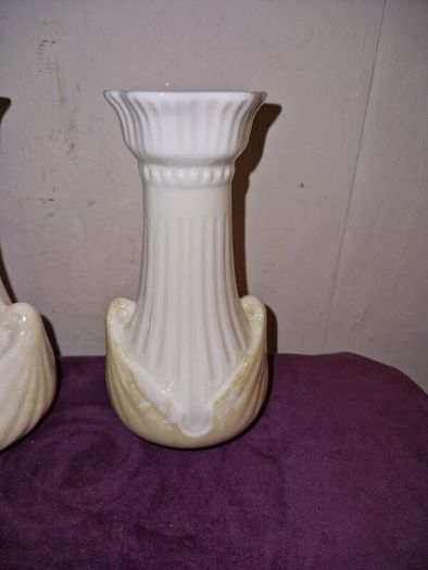 Vintage matching pair of Belleek vases