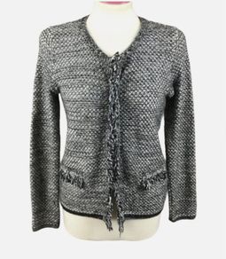 Ladies Black White Mix Jacket Style Coatigan Uk 12 Includes Post