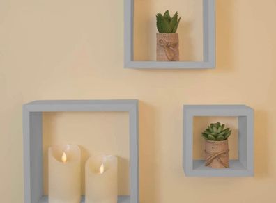 Floating Shelves/Cube Or Tray Shaped Design Set of 3 Large, Medium, Small