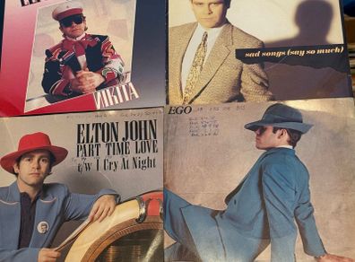 Elton John 7 Inch Vinyl Singles X4 Nikta, Sad Songs Say So Much, Part Time Love, Ego