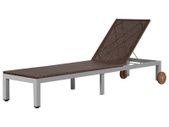 Sun Lounger with Wheels Poly Rattan Brown