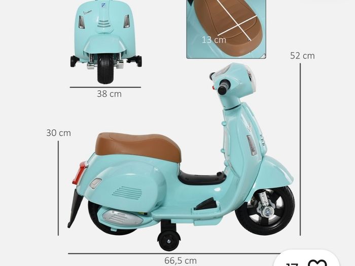 Vespa Electric kids ride on 7.2V Electric Scooter GPS Mini  -Needs new battery