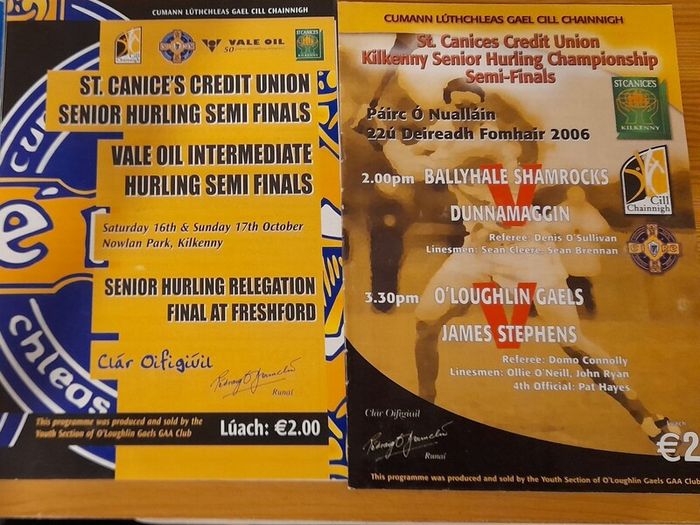 GAA Kilkenny Club Hurling programmes