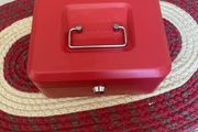 Cathedral red steel cash tin