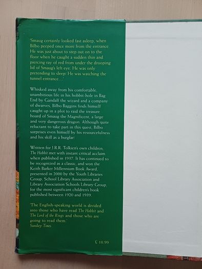 The Hobbit by JRR Tolkien (Fantasy Hardback 2001)