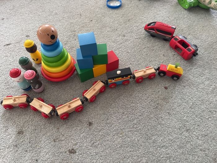 Brio trains, blocks, wooden figures