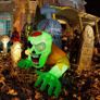 SEASONAL SALE Halloween Inflatable Crawling Green Ghost with Tombstone, Built-in LED Lights, Inflatable LED Lights Blow Up Yard Decoration Image 5