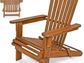 Adirondack Wooden Sun Lounger Solid Acacia Wood  Weatherproof Foldable