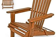 Adirondack Wooden Sun Lounger Solid Acacia Wood  Weatherproof Foldable
