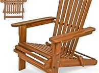 main image for ad Adirondack Wooden Sun Lounger Solid Acacia Wood  Weatherproof Foldable