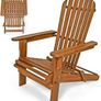 Chair wooden Adirondack Acacia Wood 160 kg Load Capacity Weatherproof Folding Armrests Garden Lounger Chair Balcony  Wooden Chair Ergonomic Brown Image 3