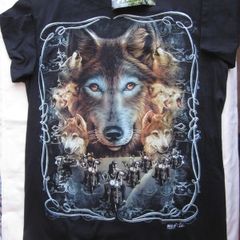 Vintage Wild Wolf Harley Motorcycles T Shirt  Glow In The Dark M