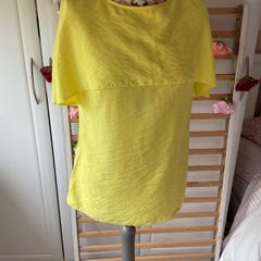 Statement bright yellow top size 10 cape effect short sleeve top