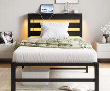 3ft Single Bed Frame with Charging Station and LED Lights
