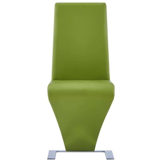 Dining Chairs with Zigzag Shape 6 pcs Green Faux Leather
