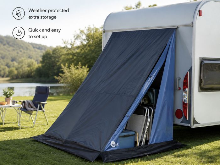 Caravan Rear Storage Tent 160cm Keder Rail Waterproof Camping Storage Shelter UV50