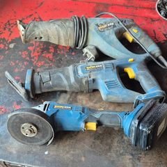 WorkZone battery grinder and 2 recip saws