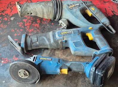 WorkZone battery grinder and 2 recip saws