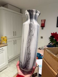 The grange collection Vase marble grey effect glass vase BNIB