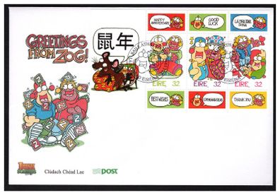 1996 Ireland Chinese New Year - Year of the Rat (featuring Zig & Zag) Commemorative Stamps Miniature Sheet Stamps An Post First Day Cover (FDC)