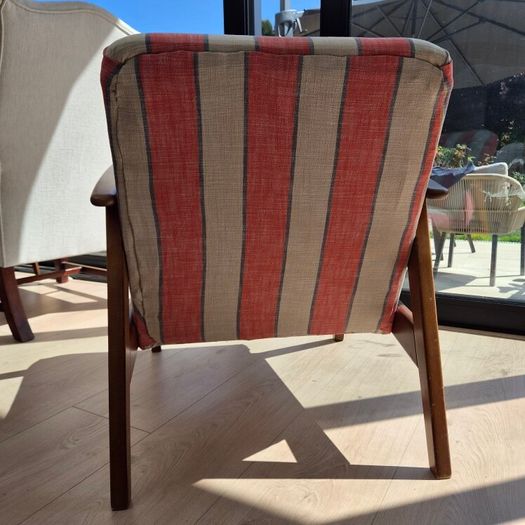 Newly Reupholstered Striped Accent Armchair