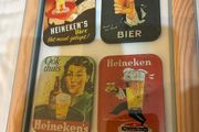 Framed Vintage Heineken Metal Coasters